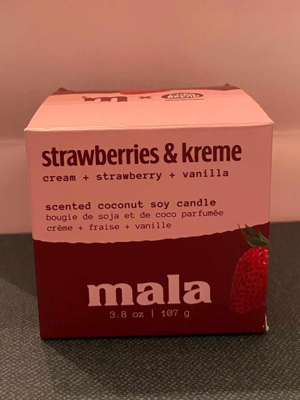 Brand New Mala x Cobs Bakery strawberries & kreme scented coconut soy candle
